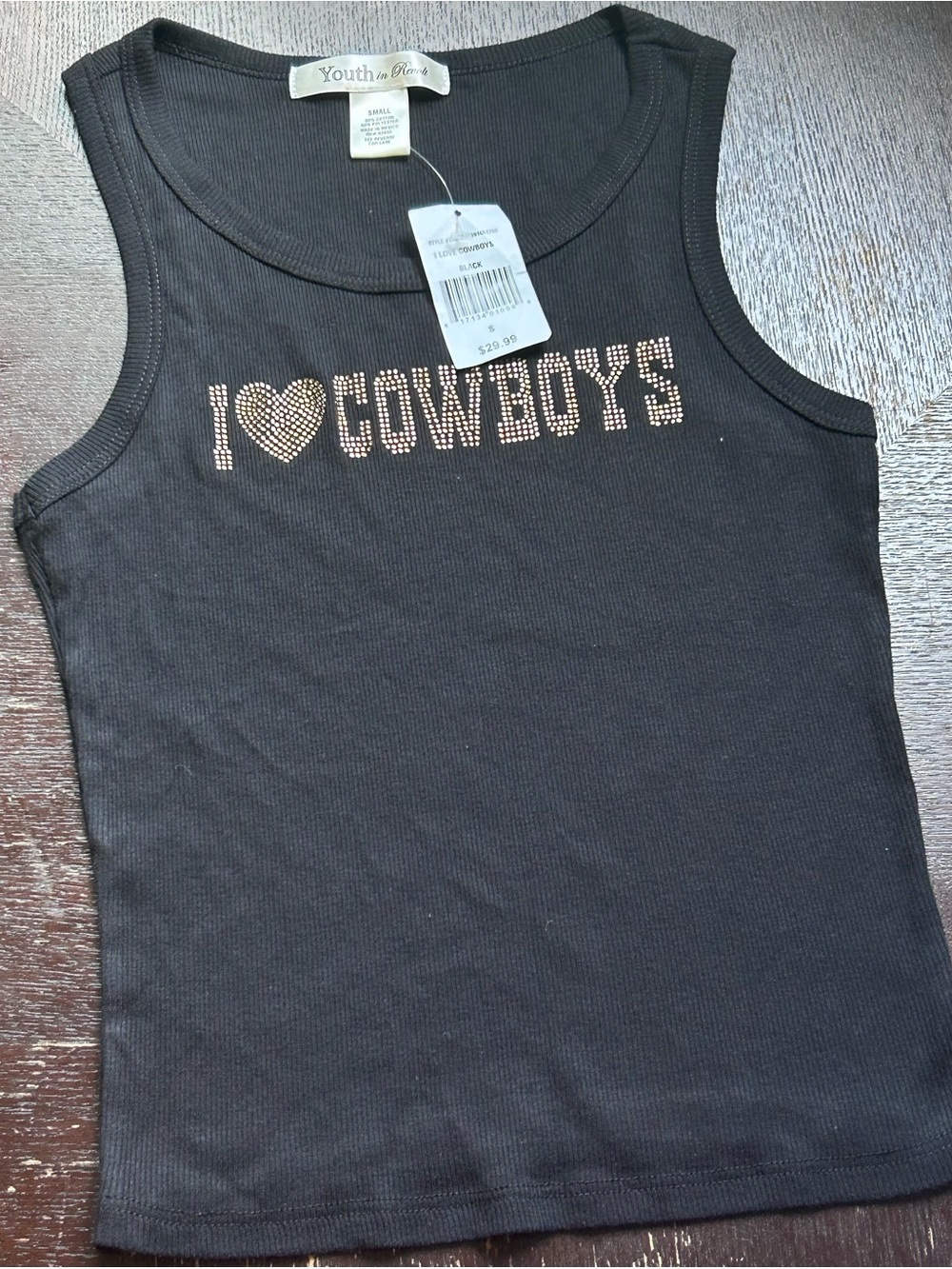 Ladies Black 'I ♥ Cowboys' Rhinestone Tank Top and Jewelry Set